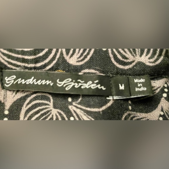 Gudrun Sjödén Whimsical Floral Woven Shirt Dress Organic Linen Modal Size M - Picture 7 of 11